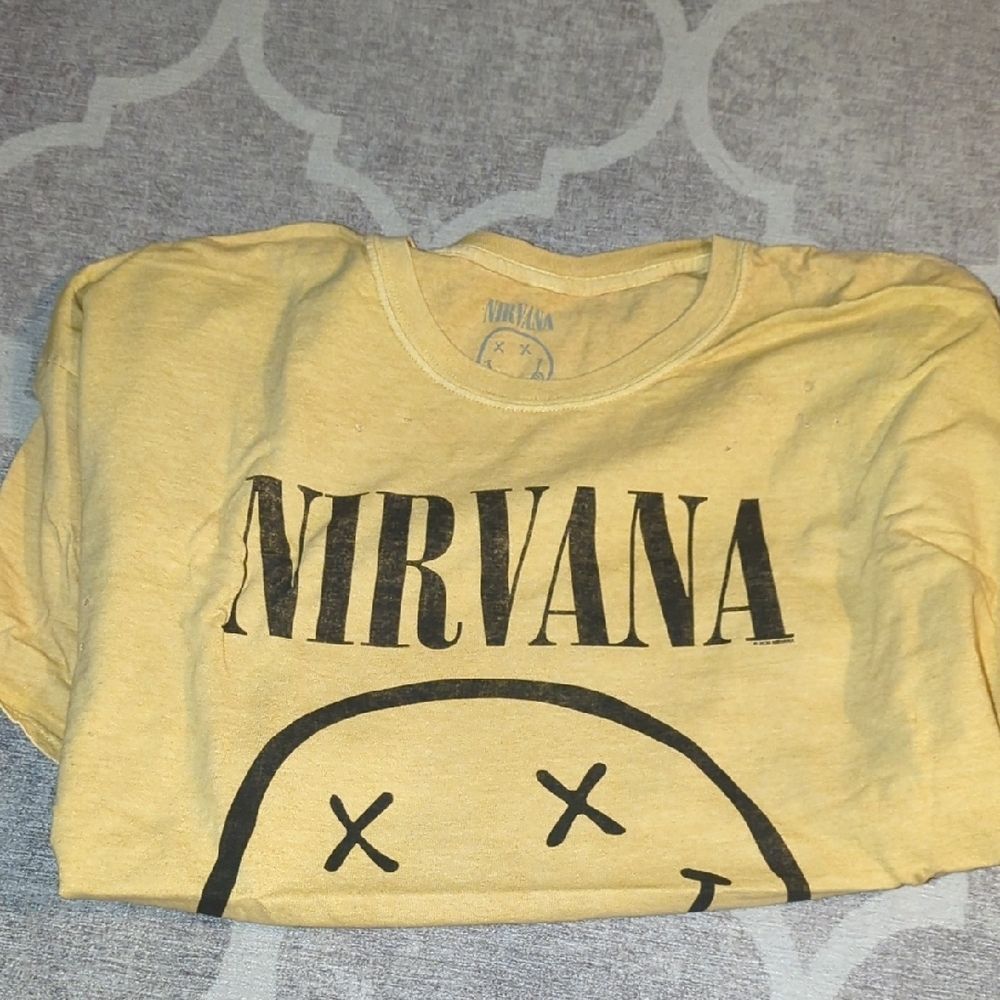 Nirvana Band TShirt Mustard Yellow One Size - Picture 3 of 6